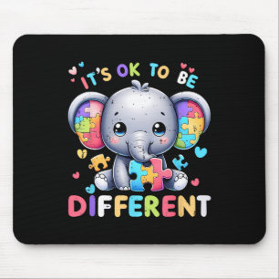 Cute Elephant Autism Awareness Its Ok To Be Differ Mouse Pad