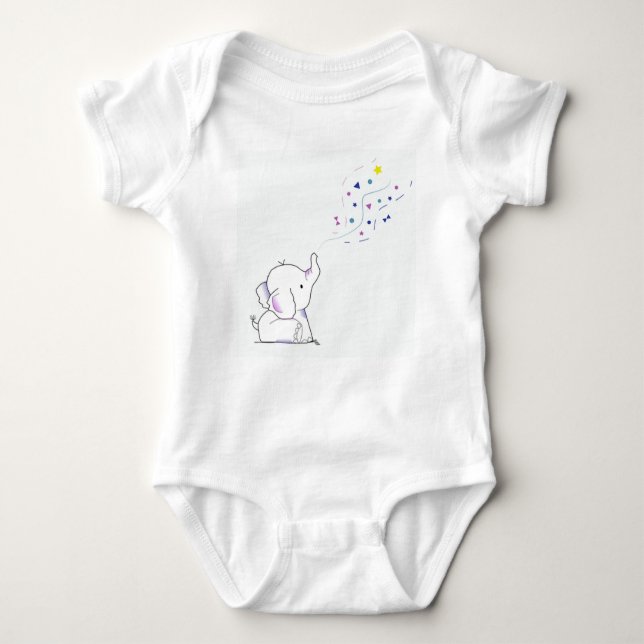 Cute Elephant Baby Bodysuit (Front)