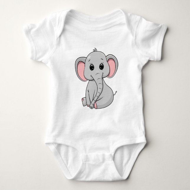 Cute Elephant    Baby Bodysuit (Front)