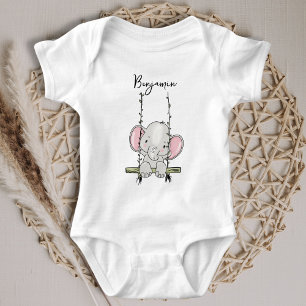 Cute Elephant  Baby Bodysuit