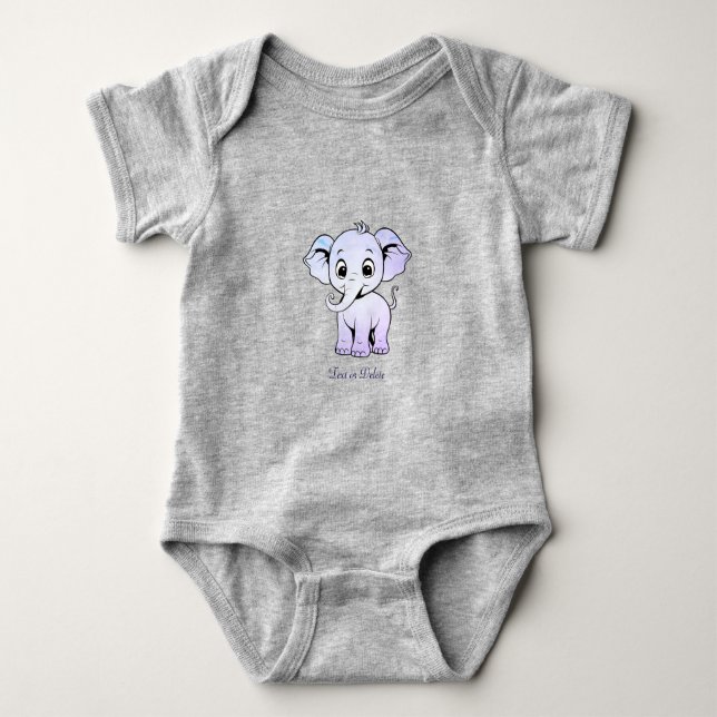 Cute Elephant Baby Bodysuit (Front)