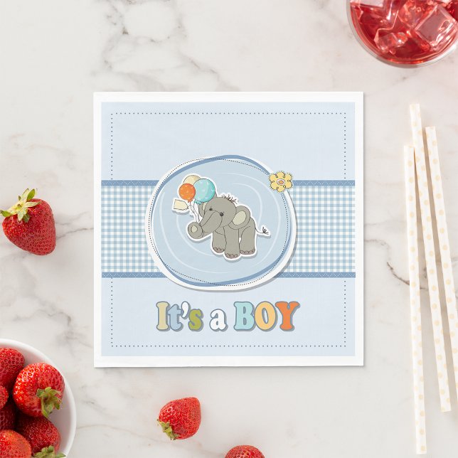 Cute Elephant Baby Boy Announcement  Napkin (Creator Uploaded)