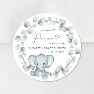 Cute Elephant Baby Boy Shower Classic Round Sticker