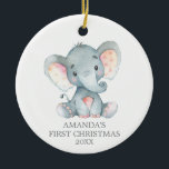 Cute Elephant Baby First Christmas Grey Ceramic Ornament<br><div class="desc">Cute Elephant Baby First Christmas Grey Ceramic Ornament</div>