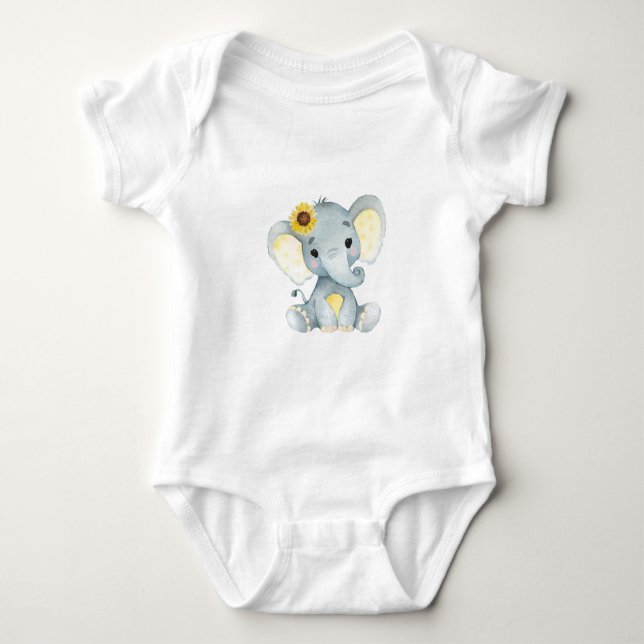 Cute elephant baby girl bodysuit (Front)