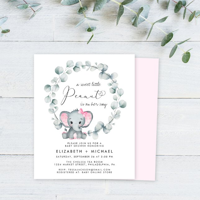 Cute Elephant Baby Girl Couples Shower Invitation (Creator Uploaded)