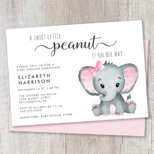 Cute Elephant Baby Girl Shower Invitation