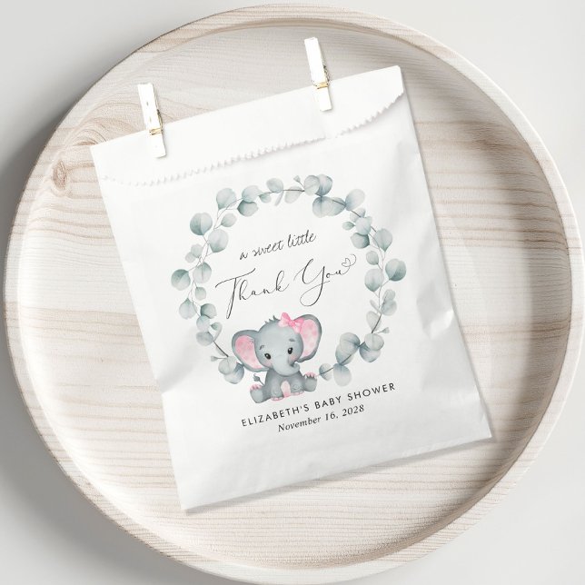 Cute Elephant Baby Girl Shower Thank You Favour Bag (Creator Uploaded)