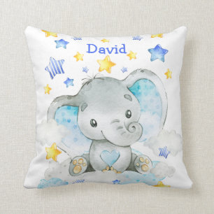 Cute Elephant Baby Name Nursery Cushion