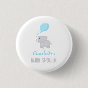Cute Elephant Baby Shower Boy 3 Cm Round Badge