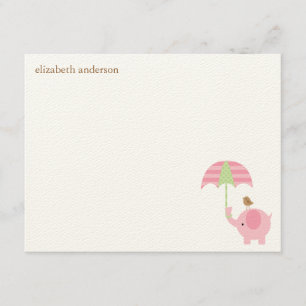 Cute Elephant Baby Shower Flat Thank You Cards