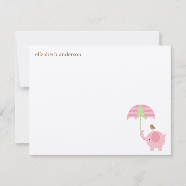 Cute Elephant Baby Shower Flat Thank You Cards (Front)