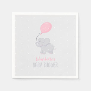 Cute Elephant Baby Shower Girl Napkin