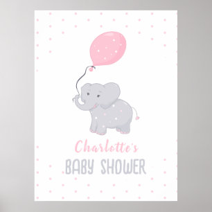 Cute Elephant Baby Shower Girl Poster