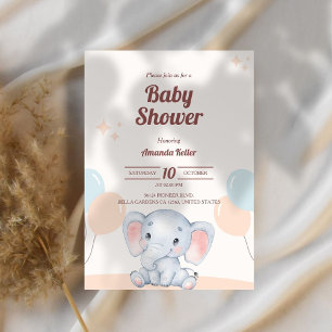 Cute Elephant Baby Shower Invitation