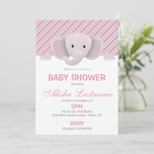 Cute Elephant Baby Shower Invitation