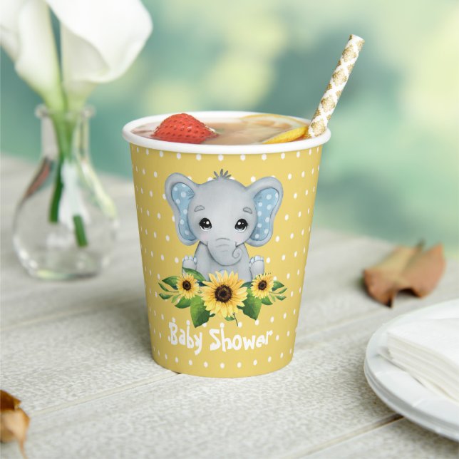 Cute Elephant Baby Shower Paper Cups (Insitu)