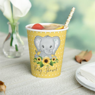 Cute Elephant Baby Shower Paper Cups