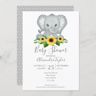 Cute Elephant Baby Shower Personalised Invitation