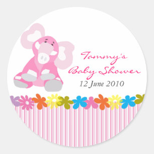 Cute Elephant Baby Shower Sticker - Customisable