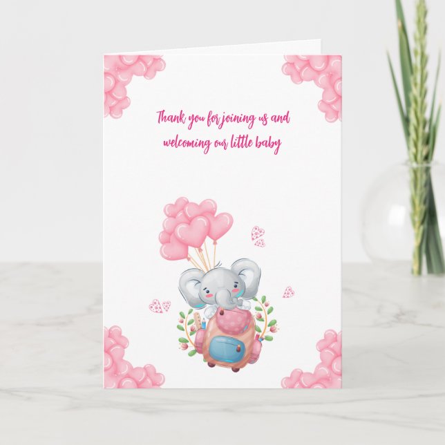 Cute Elephant Baby Shower Thank You Card (Front)