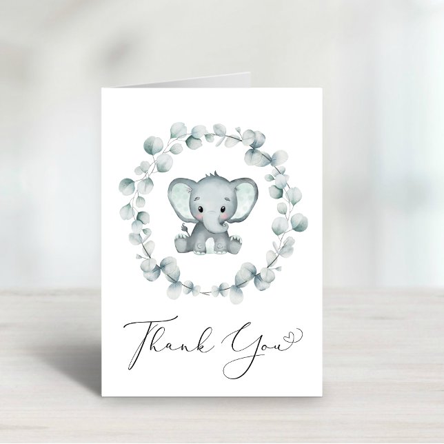 Cute Elephant Baby Shower Thank You Card (Creator Uploaded)