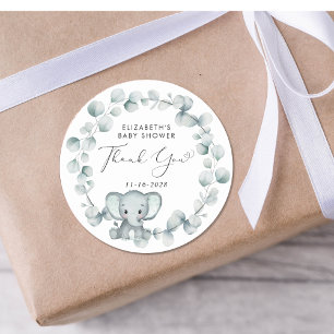 Cute Elephant Baby Shower Thank You Classic Round Sticker
