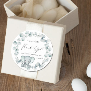 Cute Elephant Baby Shower Thank You Classic Round Sticker