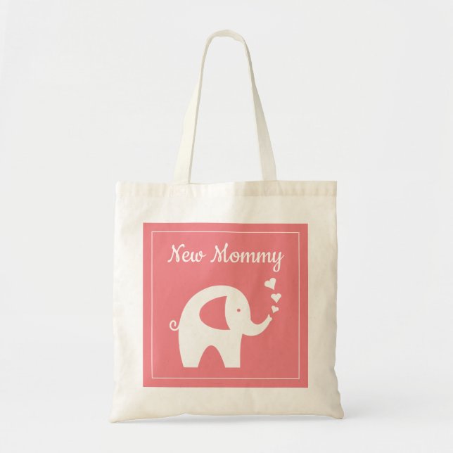 Cute elephant baby shower tote bag for new mummy (Front)