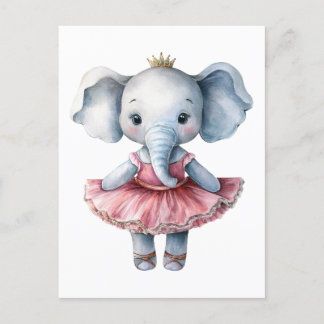 Cute elephant ballerina dancing ballet holiday postcard