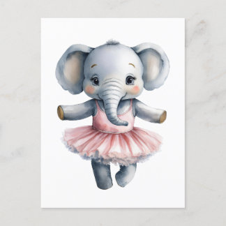 Cute elephant ballerina dancing ballet holiday postcard