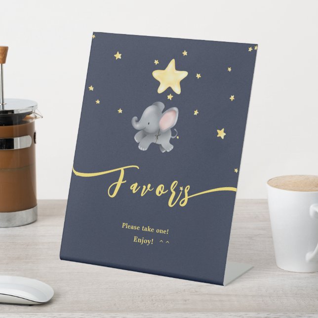 Cute Elephant & Balloon Baby Shower Favours Pedestal Sign (In SItu)
