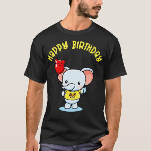 Cute Elephant Balloon Happy Birthday Gift Kids T-Shirt
