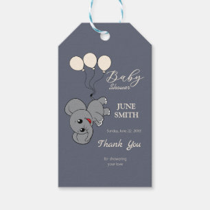 Cute elephant balloons baby shower gift tags