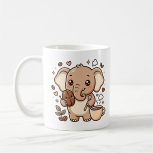Cute Elephant Bean Cafe Mug Character