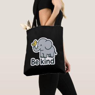 Cute elephant & bird sticker  tote bag