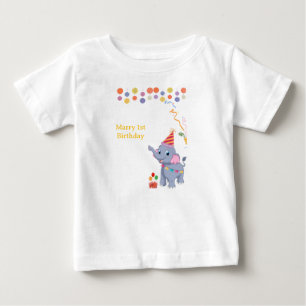Cute Elephant Birthday  Baby T-Shirt