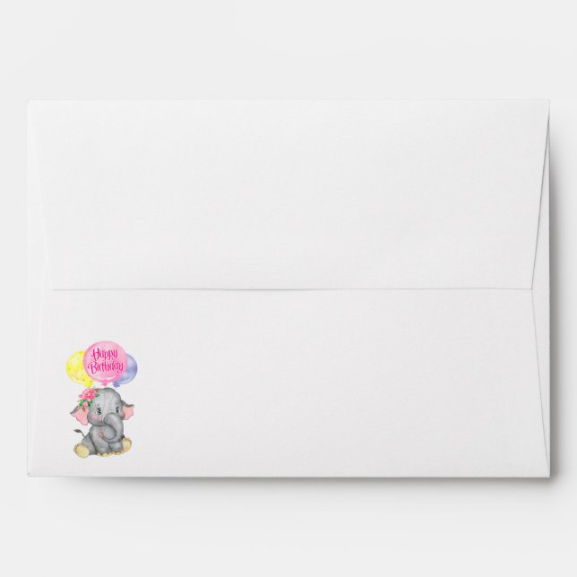 Cute Elephant Birthday  Envelope (Back (Top Flap))