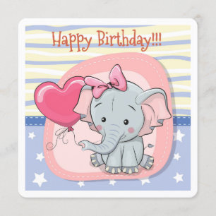 Cute elephant Birthday Invitation Card