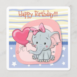 Cute elephant Birthday Invitation Card
