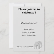 Cute Elephant Birthday Invitation | Pastel