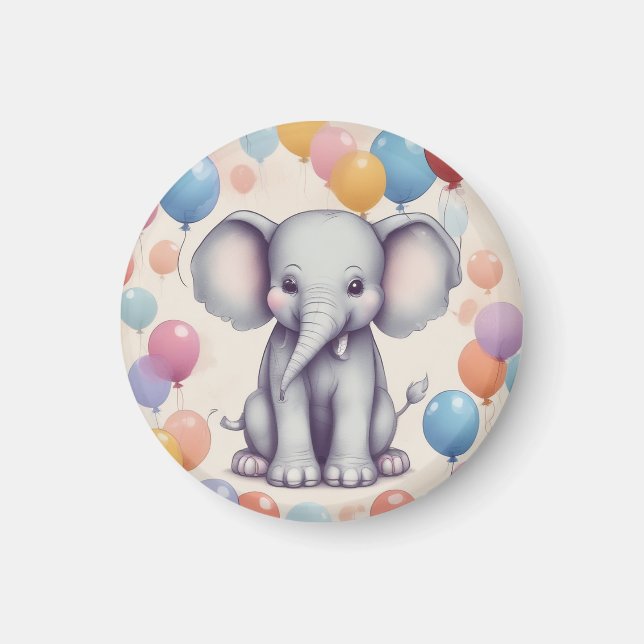 Cute Elephant Birthday Magnet (Front)