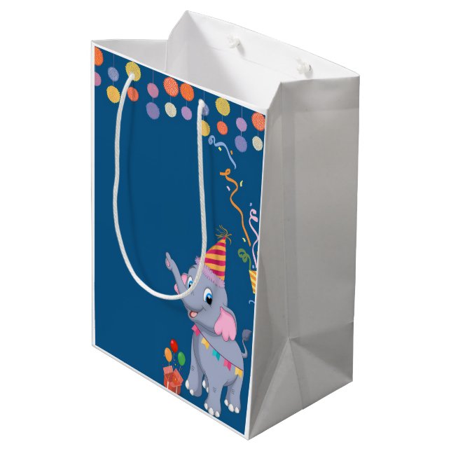 Cute Elephant Birthday  Medium Gift Bag (Back Angled)