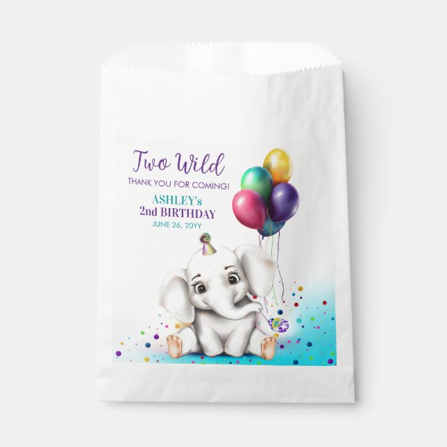 Cute Elephant Birthday Party Favour Bag (Front)