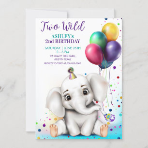 Cute Elephant Birthday Party Invitation