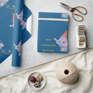Cute Elephant Birthday Wrapping Paper