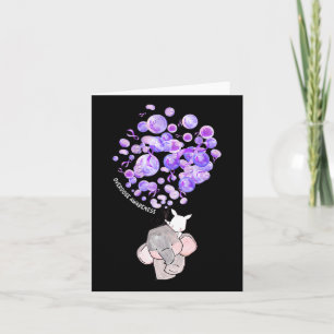 Cute Elephant Blowing Up Purple Balloons Overdose Card
