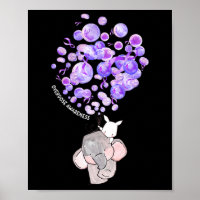 Cute Elephant Blowing Up Purple Balloons Overdose