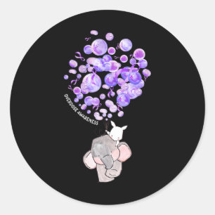 Cute Elephant Blowing Up Purple Lloons Overdose Aw Classic Round Sticker