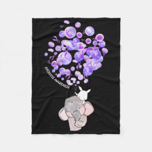 Cute Elephant Blowing Up Purple Lloons Overdose Aw Fleece Blanket